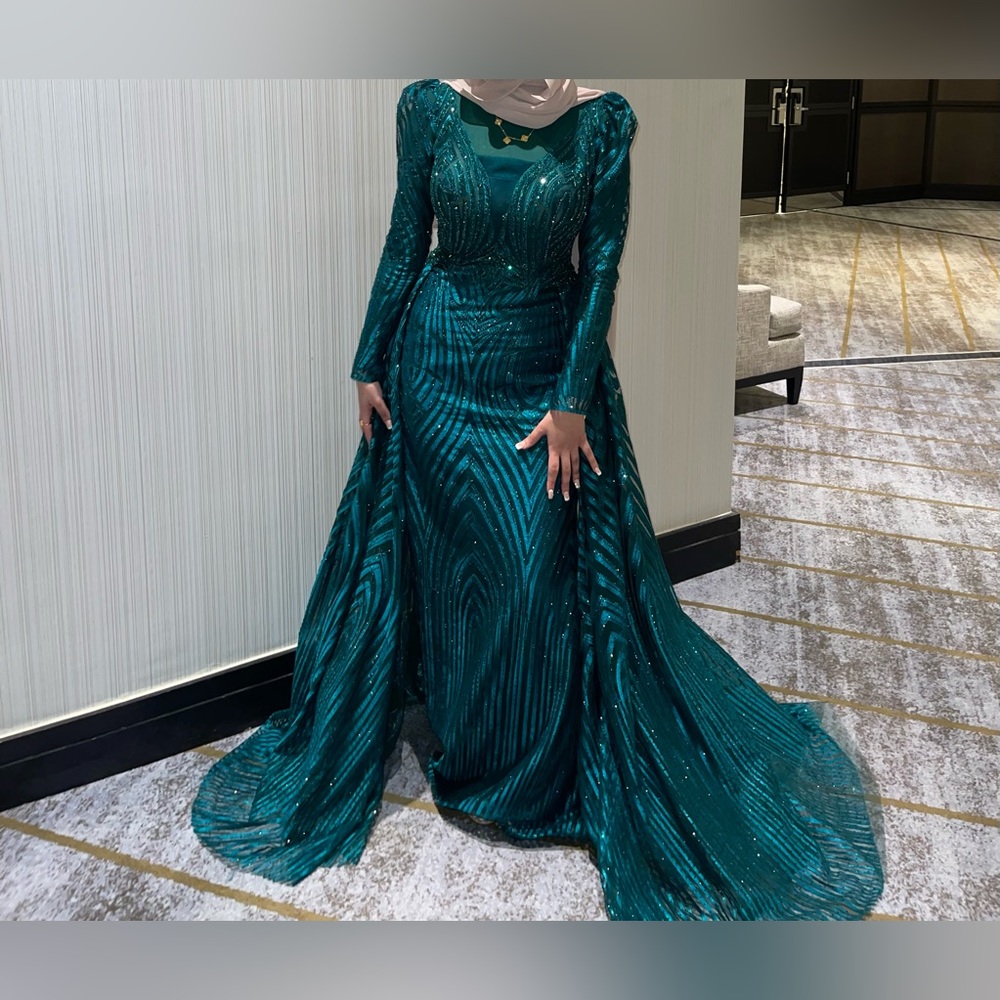 Emerald Green Sheath Prom Dress,Emerald Green Formal Gown Y6477 main image 1